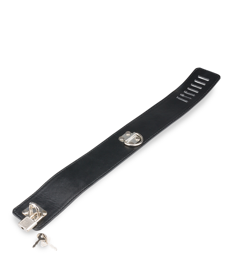 Collier cuir BDSM et laisse chaine avec cadenas