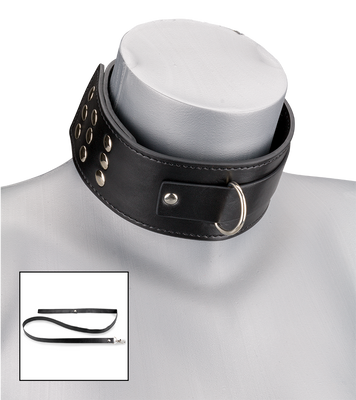 Collier et laisse en cuir BDSM