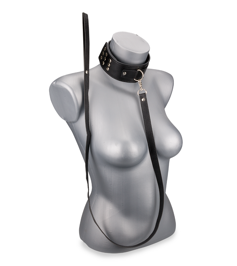 Collier et laisse en cuir BDSM