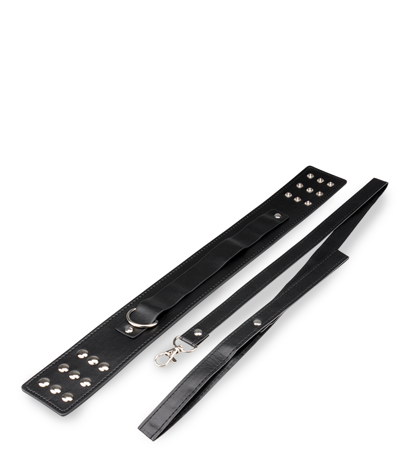 Collier et laisse en cuir BDSM