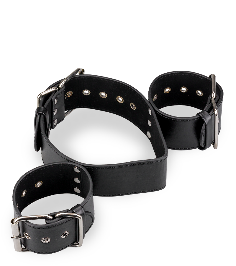 Contrainte BDSM cou et poignets