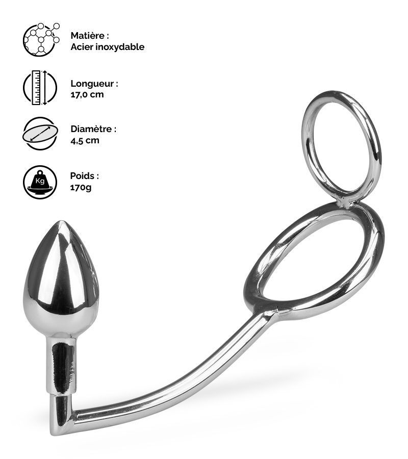 Crochet anal avec double anneaux cockring Captain