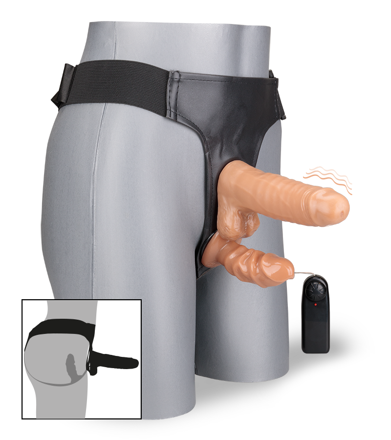 Double gode ceinture vibrant réaliste