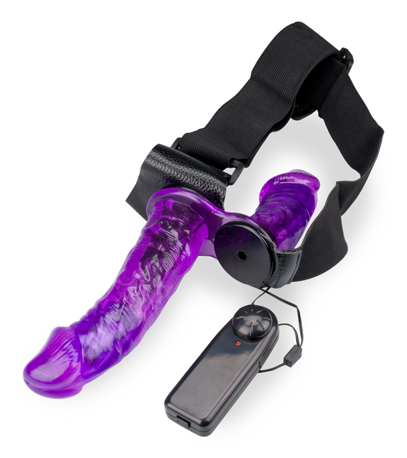 Double gode ceinture vibrant télécommandé avec fil