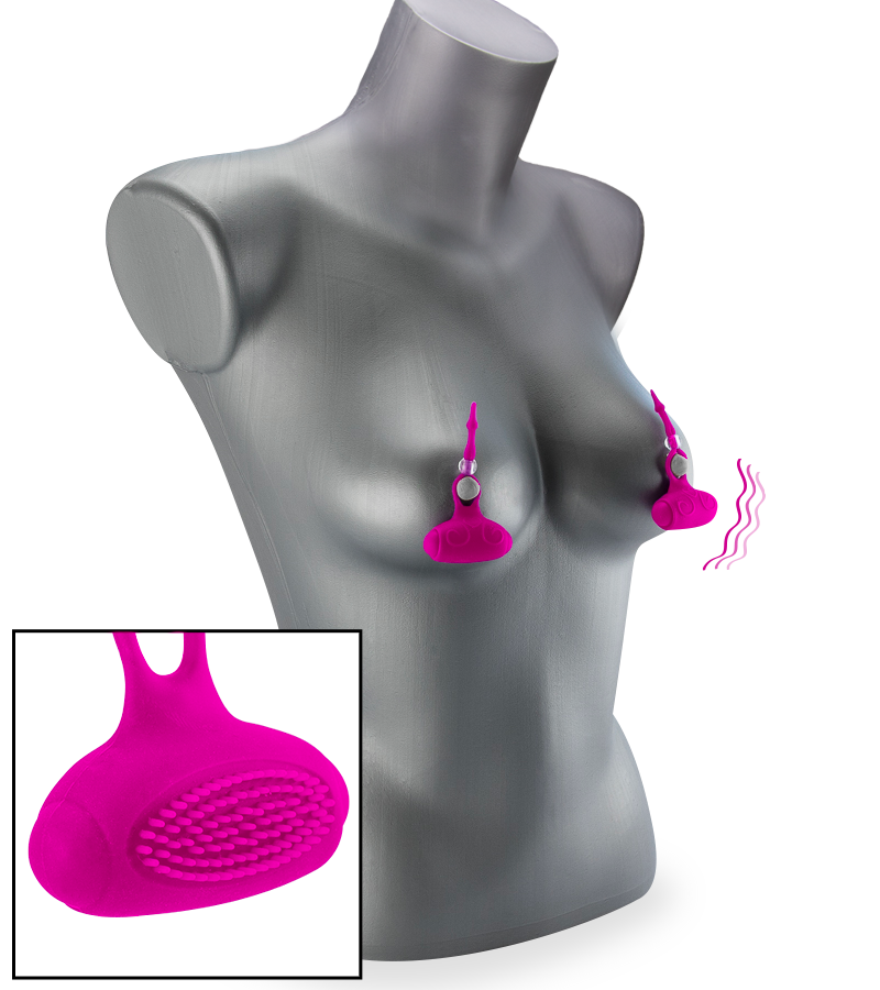 Duo de pinces Ă  seins vibrantes silicone