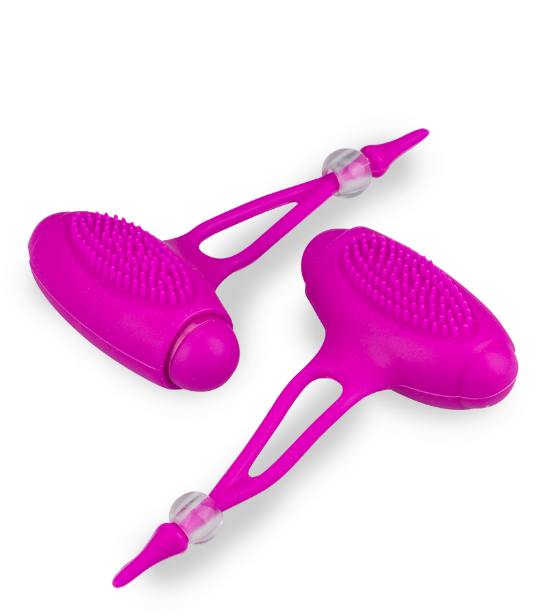 Duo de pinces Ă  seins vibrantes silicone