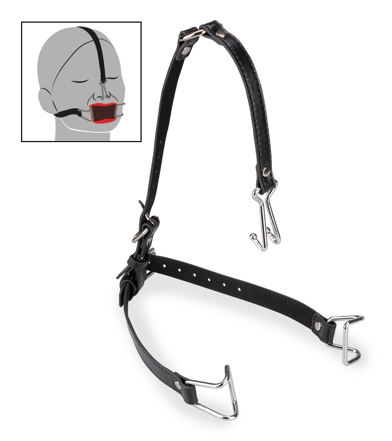 Ecarteur de bouche et nez similicuir et métal