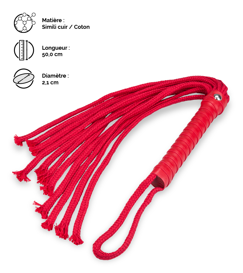 Fouet martinet à lanières rouge