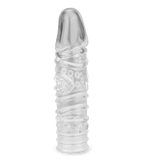 Gaine à penis texturée transparente taille M 15,0cm