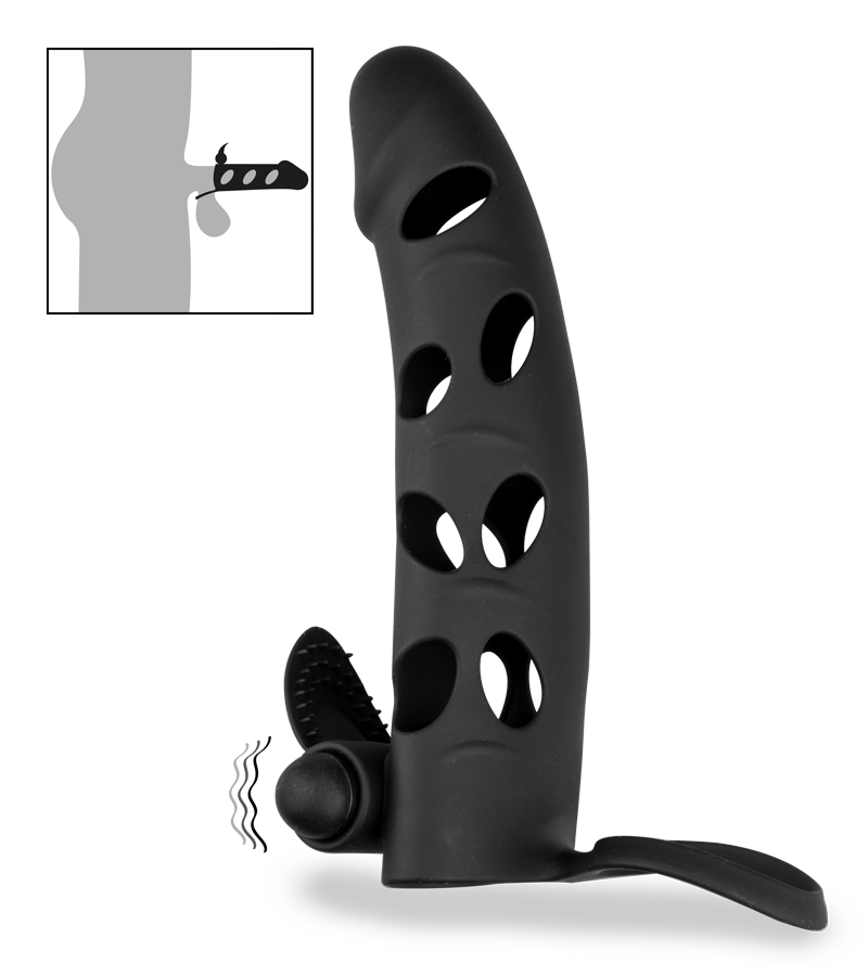 Gaine silicone cockring et stimulateur vibrant