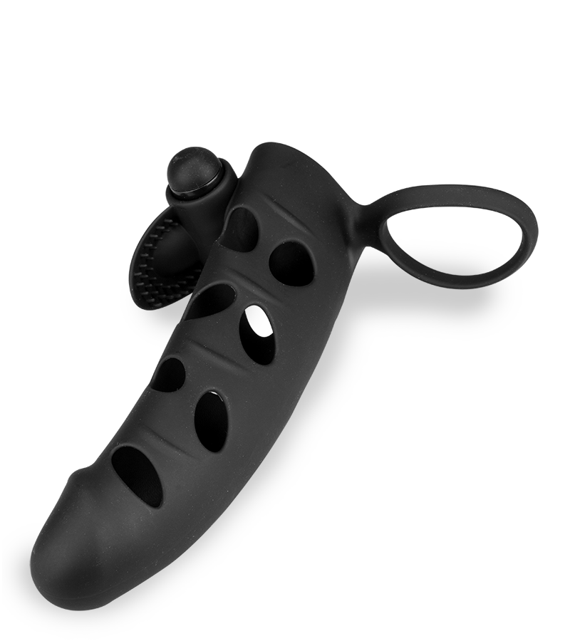 Gaine silicone cockring et stimulateur vibrant