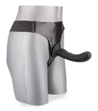 Gode harnais noir silicone doux courbé 15,0cm