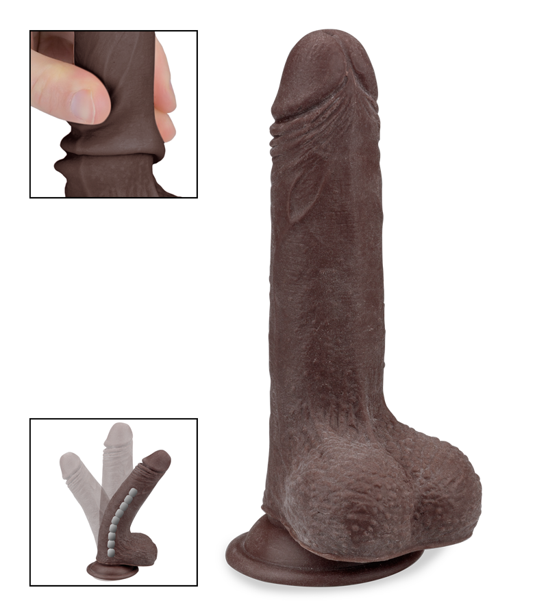 Gode ventouse articulé 17,5 cm Real Skin