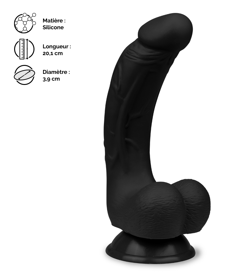 Gode ventouse courbé silicone