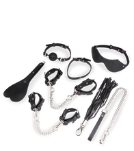 Charger l'image dans la galerie, Kit bondage BDSM 8 pièces cuir végan