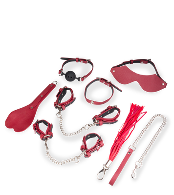 Kit bondage BDSM 8 pièces cuir végan