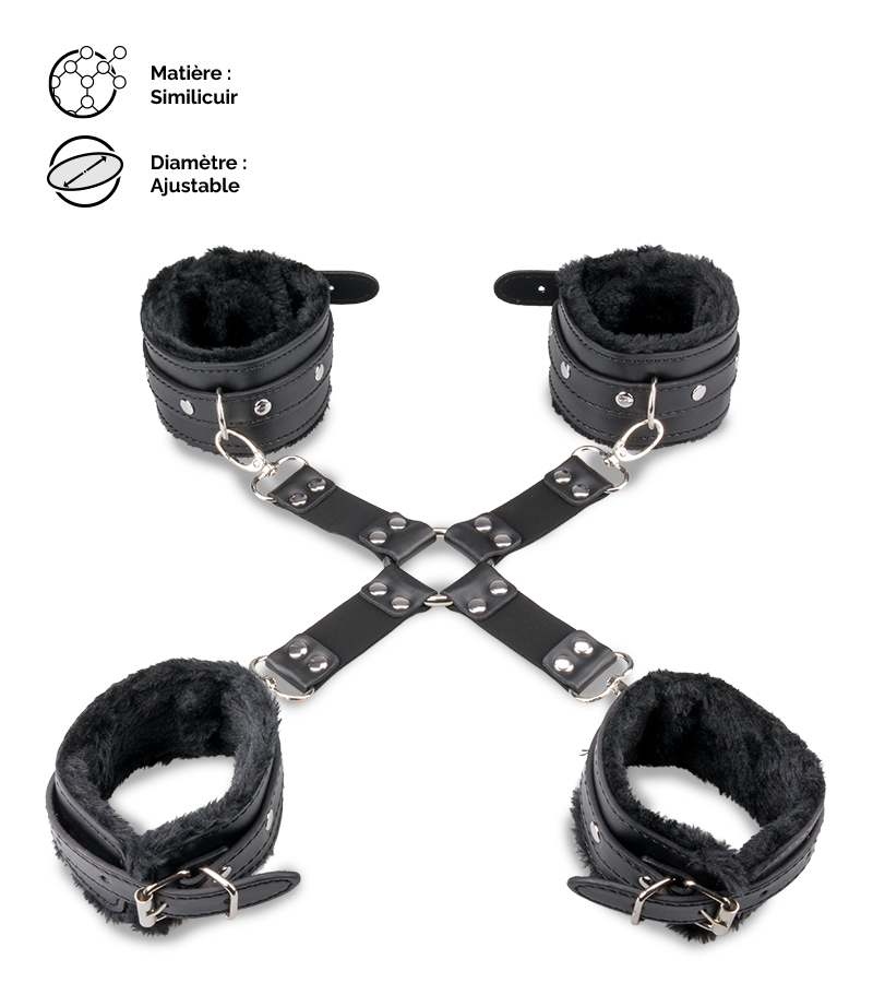 Kit bondage menottes et attache en croix