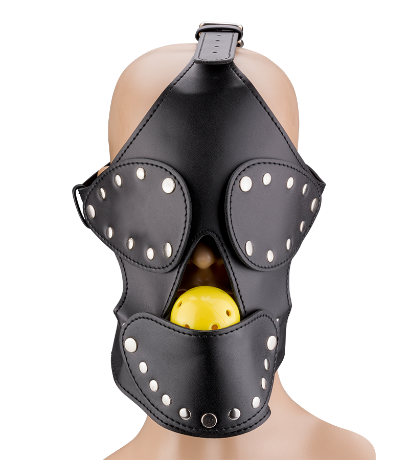 Masque BDSM en similicuir avec gag-ball