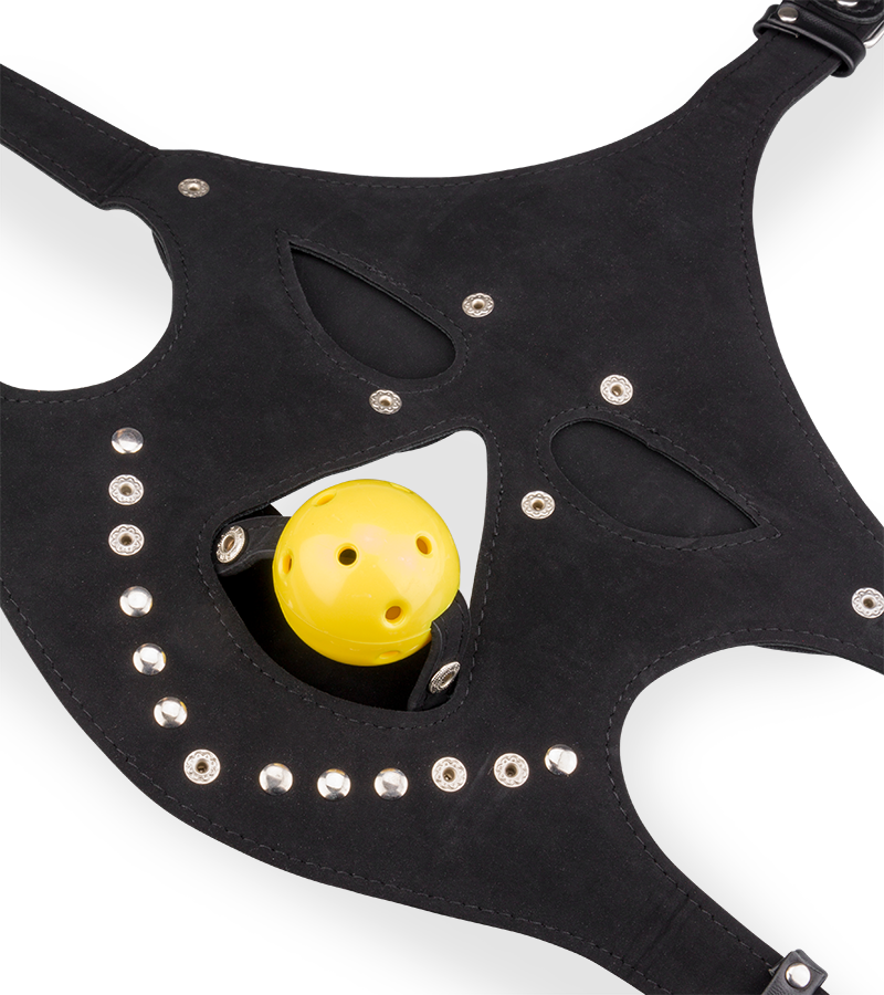 Masque BDSM en similicuir avec gag-ball