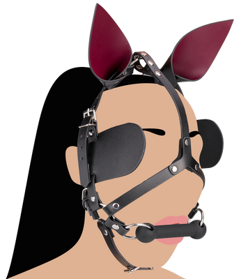 Masque cheval en similicuir avec œillères et mors