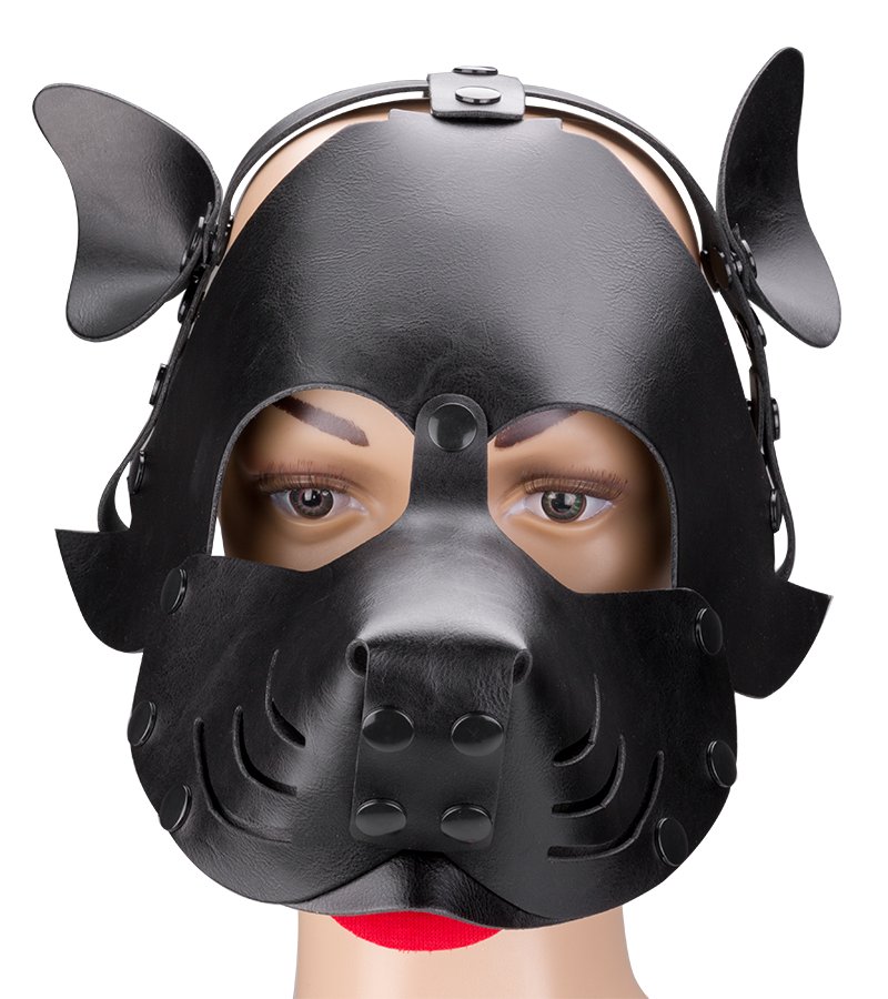 Masque de chien en similicuir avec langue