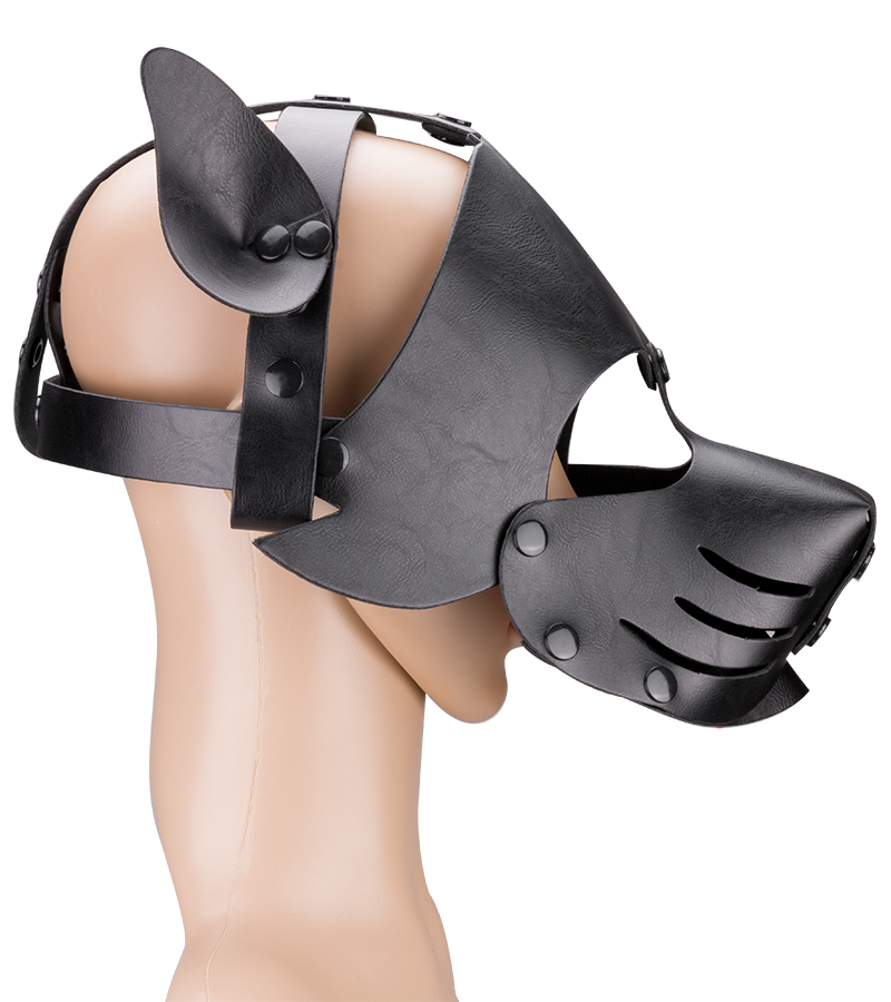 Masque de chien en similicuir avec langue