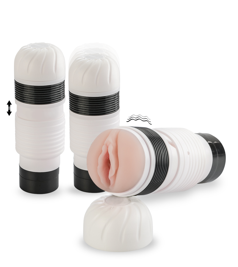 Masturbateur manuel téléscopique vibrant