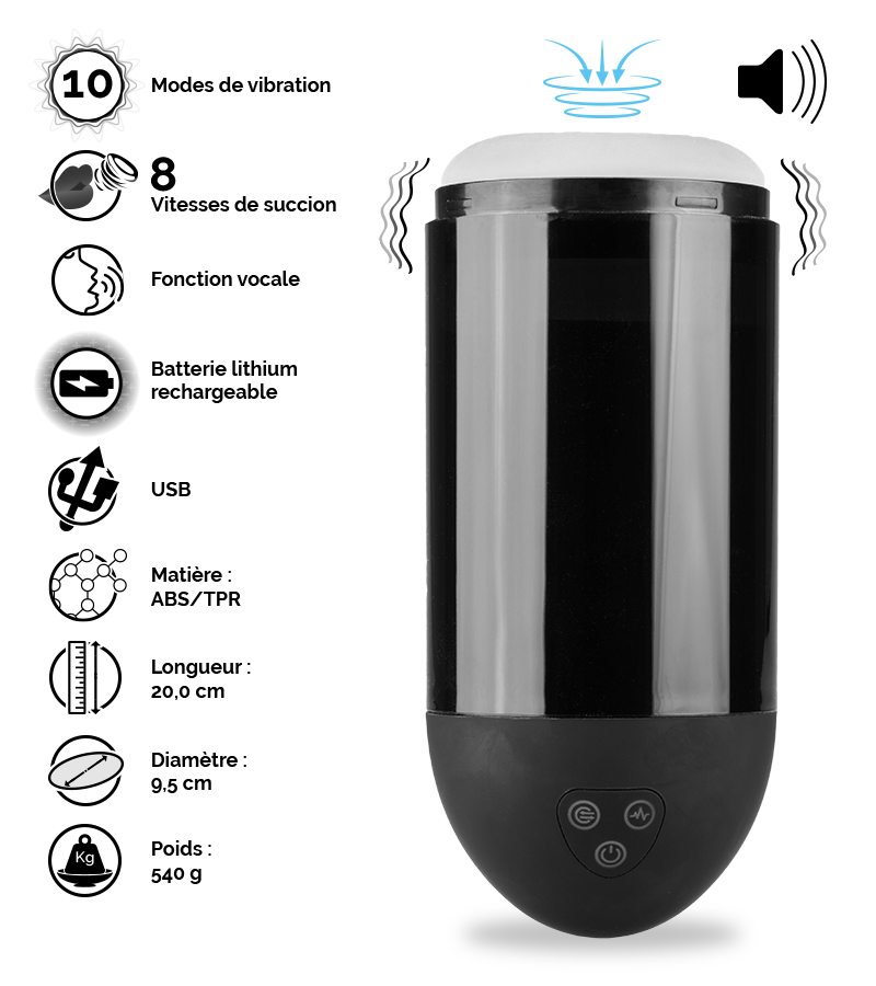 Masturbateur vibration et aspiration Bullet Cup