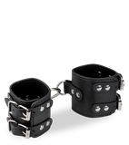 Menottes poignets réglables cuir noir BDSM