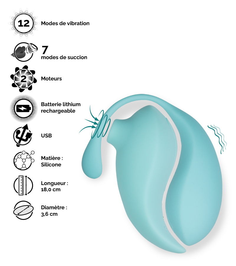 Oeuf vibrant avec télécommande aspire clitoris Namasté