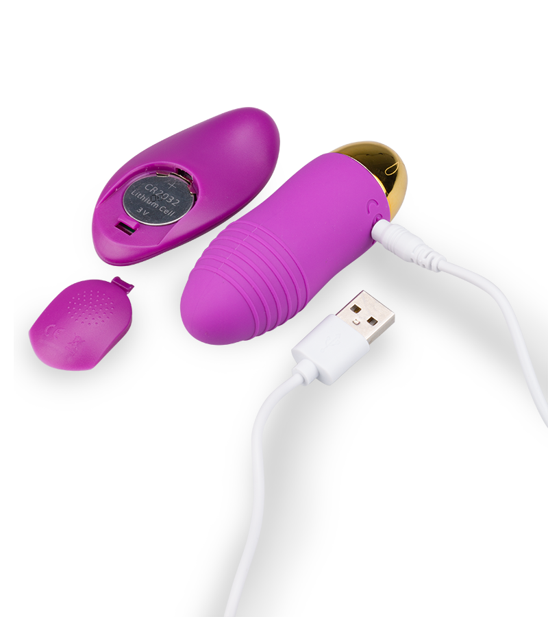 Oeuf vibrant sans fil strié à télécommande USB 12 modes