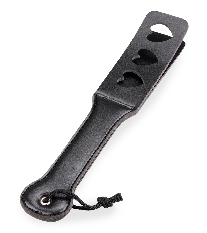 Paddle BDSM en similicuir avec cœurs
