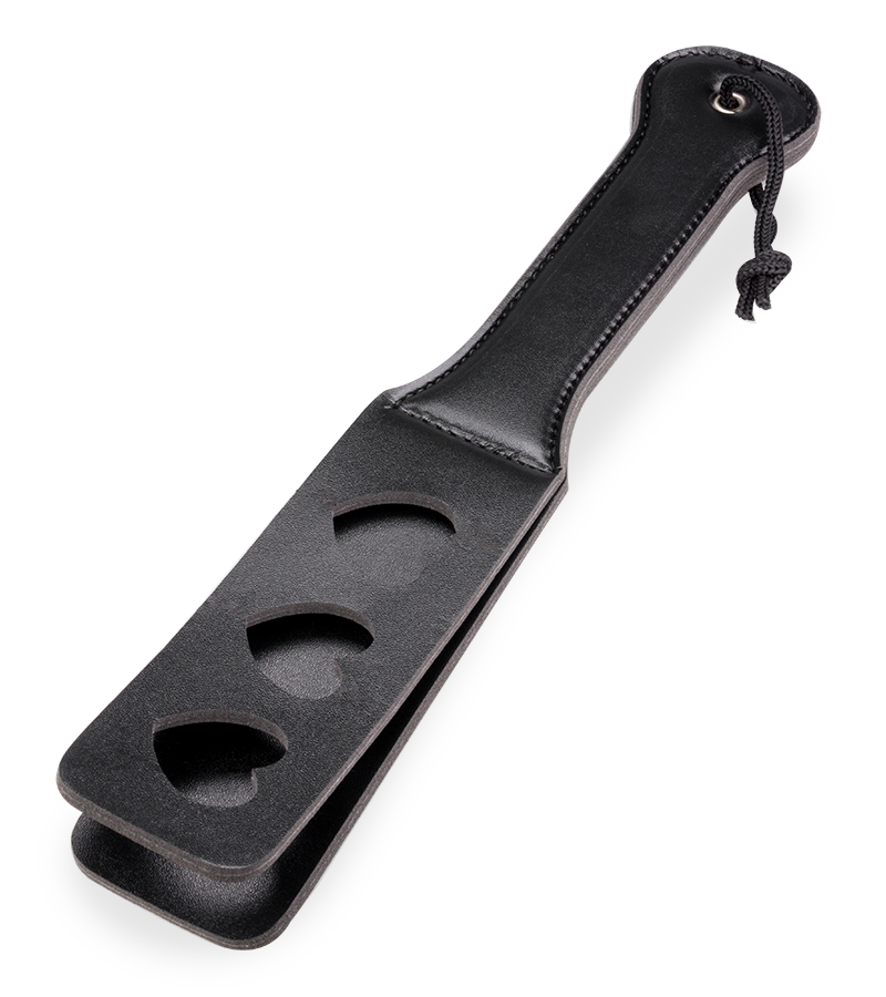 Paddle BDSM en similicuir avec cœurs