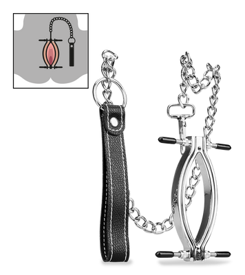 Pince Ă  vagin en acier inoxydable + laisse