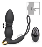 Plug anal va-et-vient et vibrations avec cockrings Luck