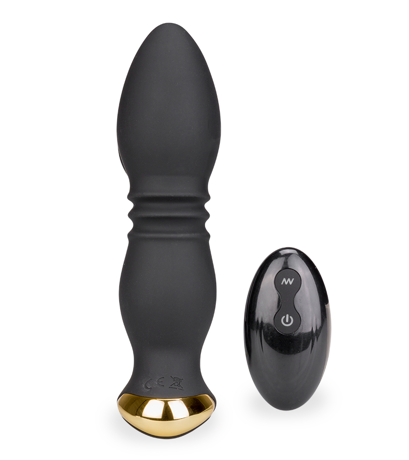 Plug anal va-et-vient et vibrations avec cockrings Luck