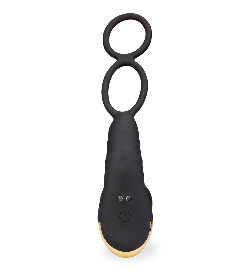 Plug anal va-et-vient et vibrations avec cockrings Luck