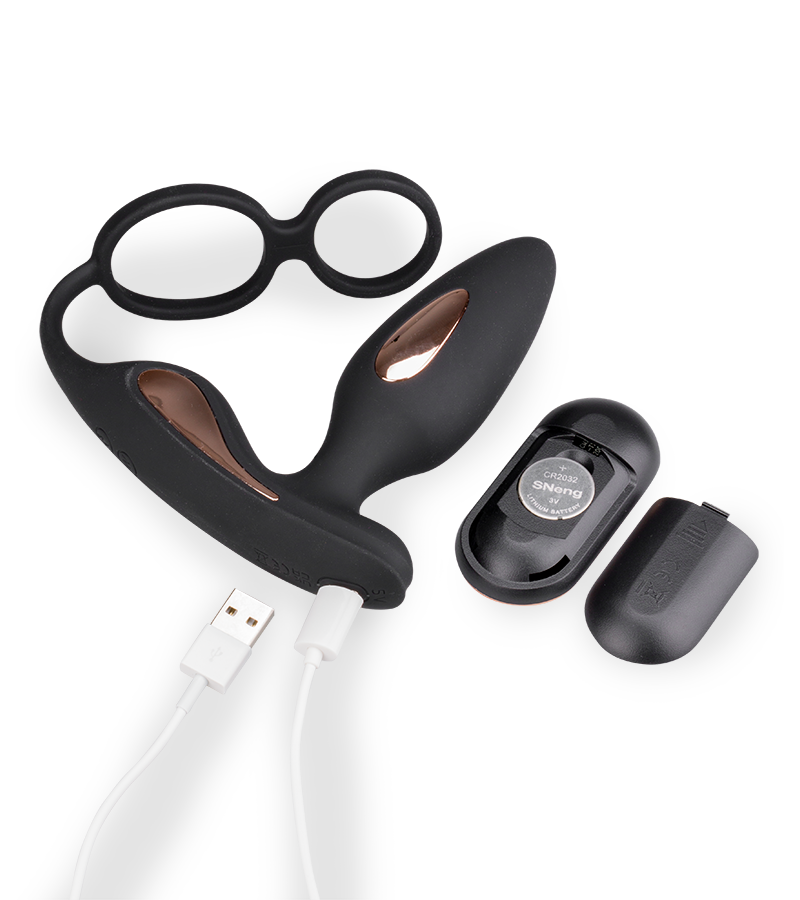 Plug anal vibrant avec double anneau cockring Domino