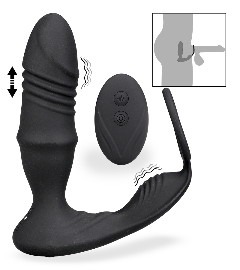 Plug anal vibrant et va-et-vient avec cockring Clark