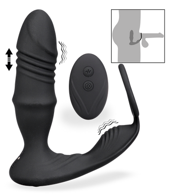 Plug anal vibrant et va-et-vient avec cockring Clark