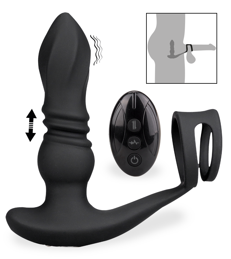 Plug anal vibrant et va-et-vient avec double cockring Toronto