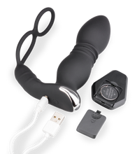 Charger l'image dans la galerie, Plug anal vibrant va-et-vient avec double cockring Paolo