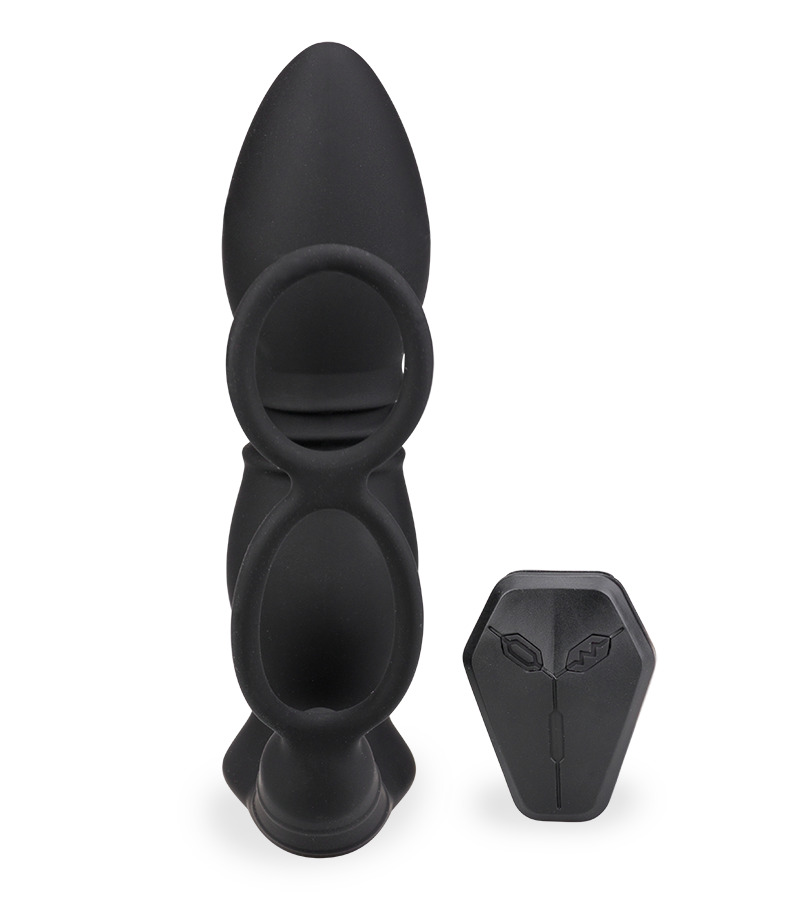 Plug anal vibrant va-et-vient avec double cockring Paolo