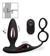 Charger l'image dans la galerie, Plug anal vibrations et électrostimulation avec cockring Fever