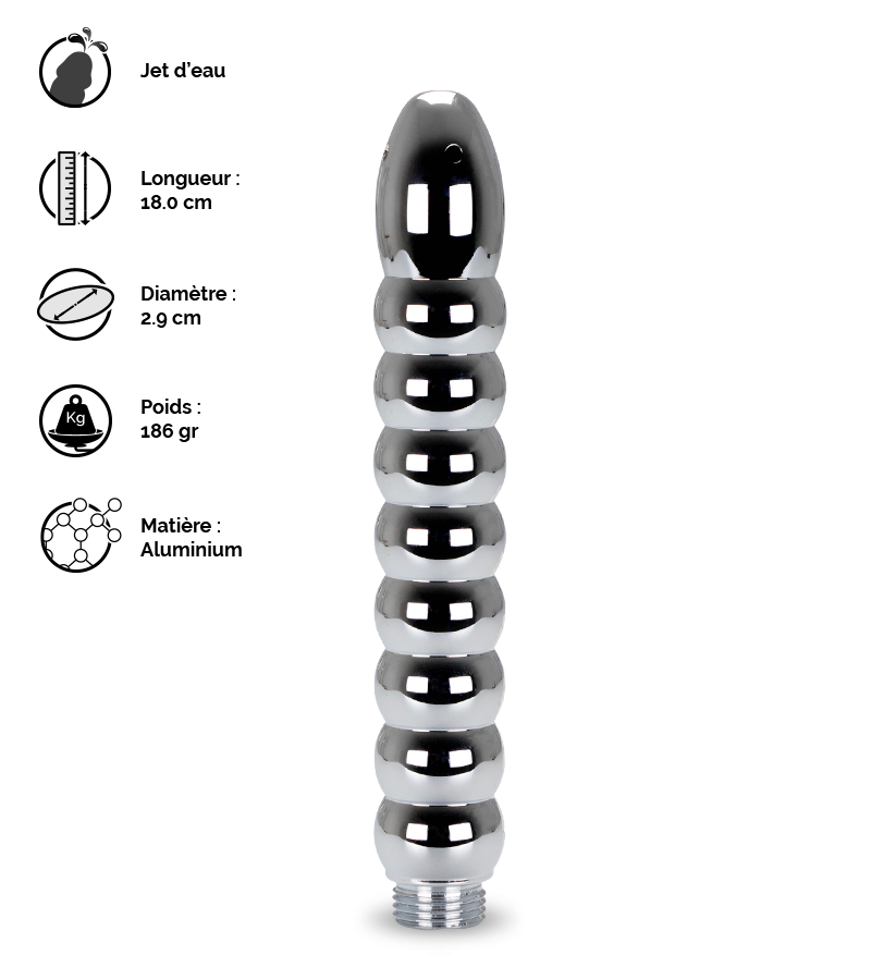 Plug chapelet anal enema 9 boules embout de douche