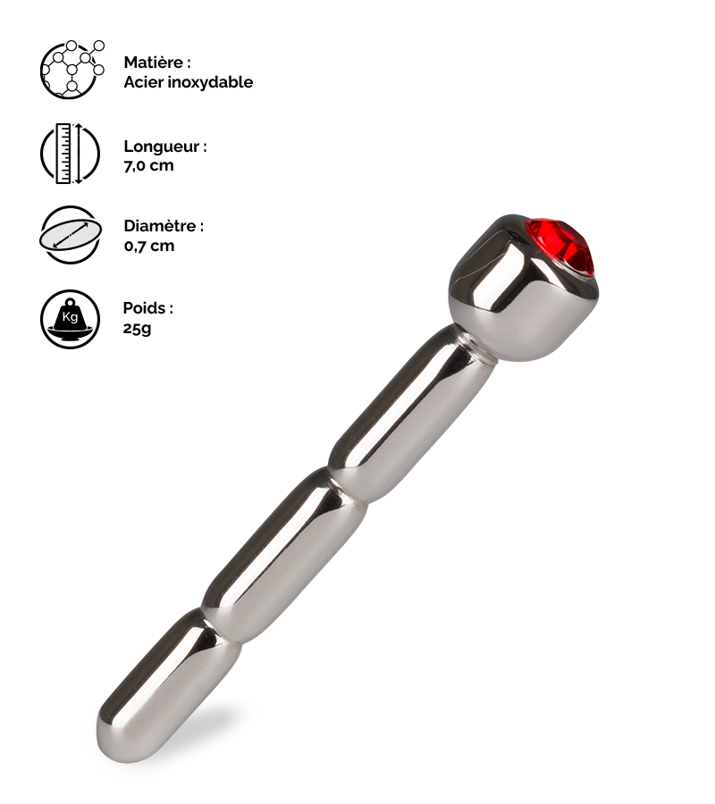 Plug d'urètre court avec strass