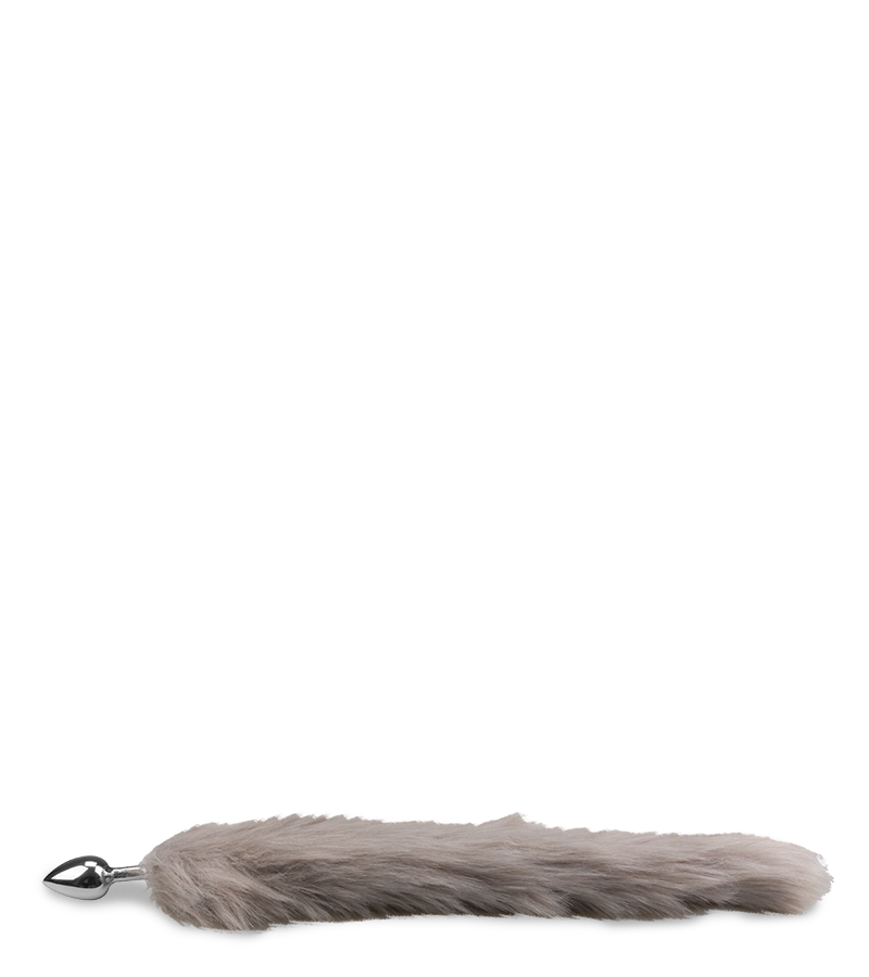 Plug queue de chien fourrure vegan grise