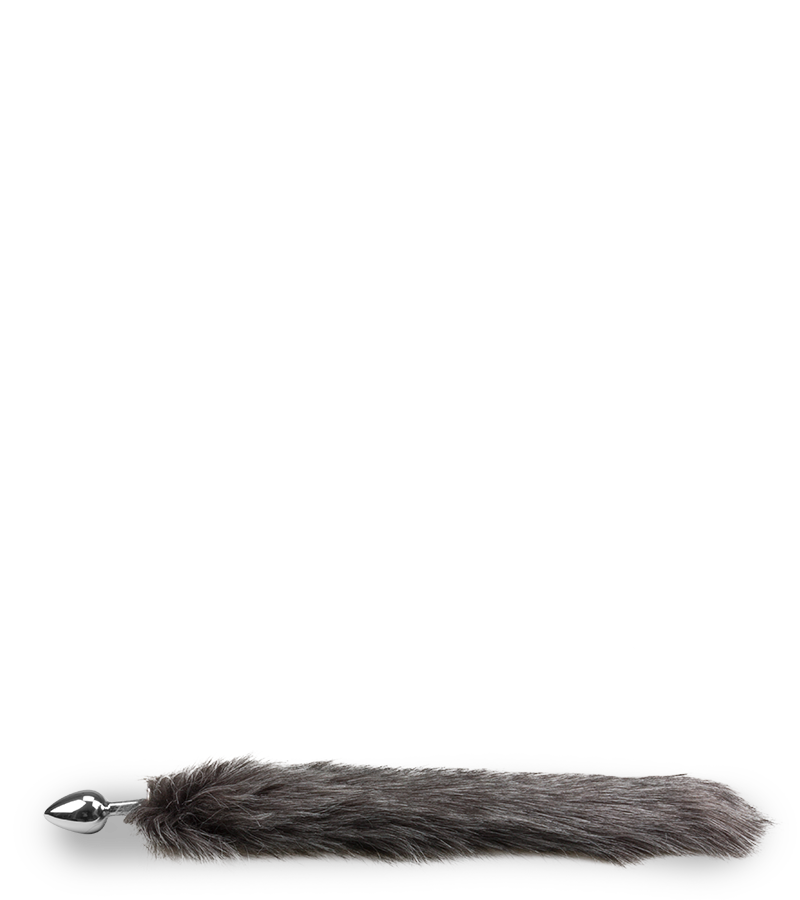 Plug queue de loup fourrure vegan grise