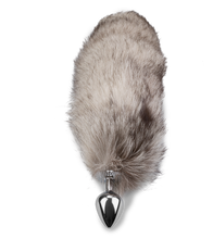 Charger l'image dans la galerie, Plug queue de renard fourrure grise et blanche