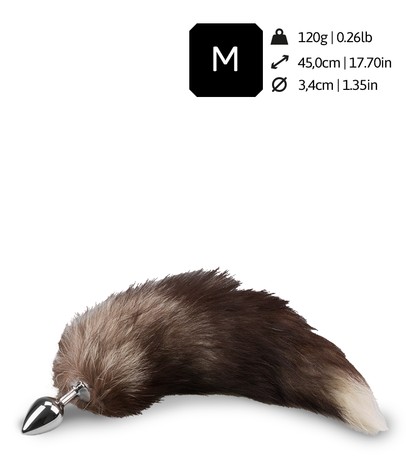 Plug queue de renard fourrure noire et blanche